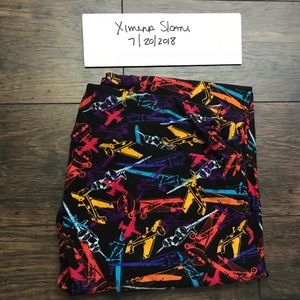 TC Lularoe Vintage Airplane leggings